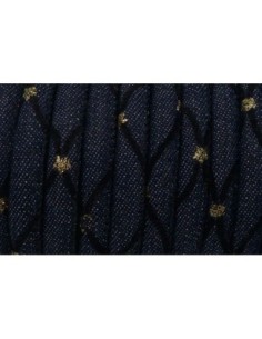 Cordon jeans brut 6mm bleu jeans motif doré et losange suédine noire style bohème chic 2