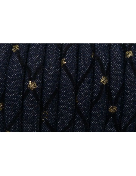 Cordon jeans brut 6mm bleu jeans motif doré et losange suédine noire style bohème chic