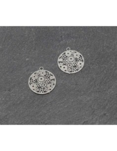 breloques Estampes en filigrane rosace très fine, légère et stylisé 13,1mm en métal argenté 2