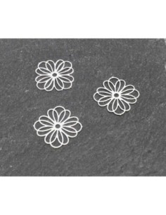 Estampes en filigrane rosace carré très fine, légère et stylisé 12,2mm en métal argenté