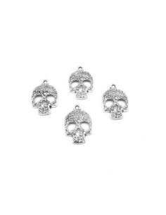 breloque tête de mort mexicaine en métal argenté 24mm x16mm