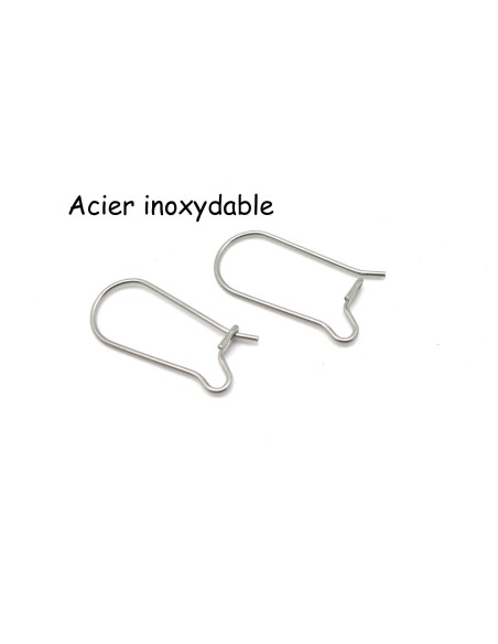 Supports boucles d'oreilles dormeuses en acier inoxydable couleur argenté