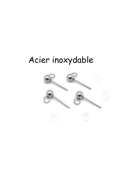 Supports puces, tiges, clous boucle d'oreille en acier inoxydable avec attache plastique