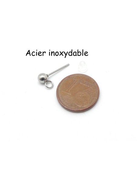 Supports puces, tiges, clous boucle d'oreille en acier inoxydable avec attache plastique