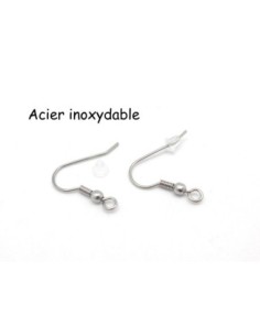 Support boucles d'oreilles crochet en acier inoxydable couleur argenté - 5 paires hameçons