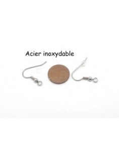 Support boucles d'oreilles crochet en acier inoxydable couleur argenté - 5 paires hameçons 2