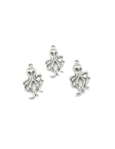 Breloques pieuvre en métal argenté 32mm