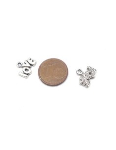 petites breloques Love en métal argenté 10mm x 12mm 2