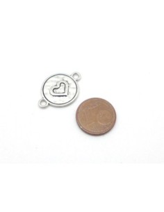 5 Connecteurs coeur gravé en métal argenté 23mm x 16mm 2
