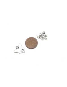 petits Connecteurs papillon en métal argenté 13mm x 14mm 2
