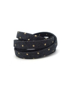 Lanière 10mm en jeans noir coton tissé, motif pois couleur bronze tendance denin