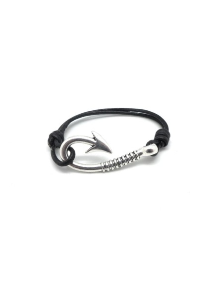 Fermoirs crochet ancre pour cuir, bracelet multi rangs en métal argenté 40mm