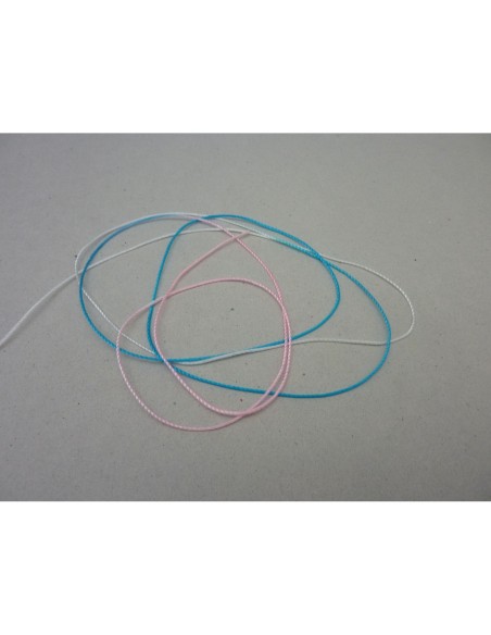 5m de fil, cordon nylon multicolore rose, blanc, bleu, turquoise 0,8mm
