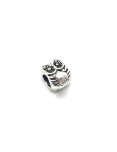 Perles hibou en métal argenté à gros trou 4,7mm 2