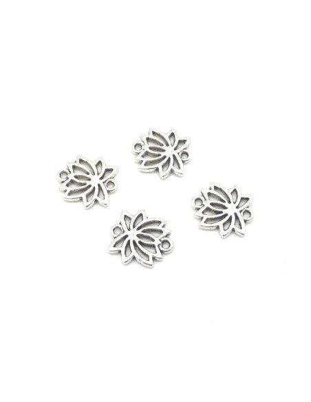 connecteurs fleur de lotus en métal argenté 16mm x 15mm