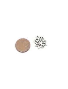 connecteurs fleur de lotus en métal argenté 16mm x 15mm 2