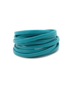 Lanière simili cuir 4mm de couleur bleu canard légèrement arrondi