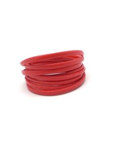 Lanière simili cuir 4mm de couleur rouge légèrement arrondi