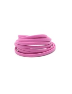 Lanière simili cuir 4mm rose légèrement arrondi
