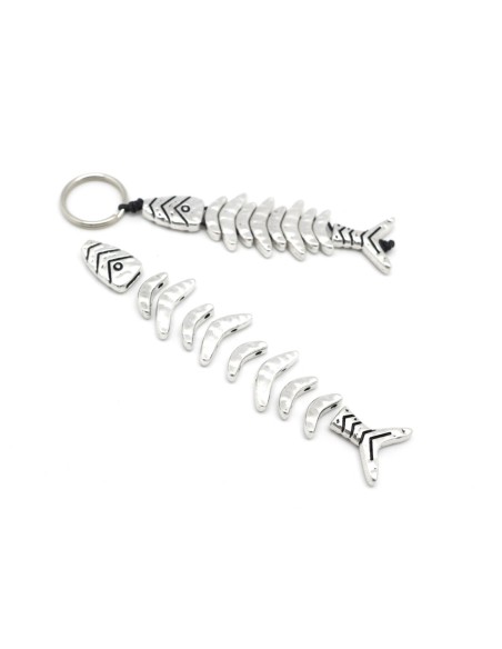 perles pour créer un poisson en métal argenté 7cm x 2cm