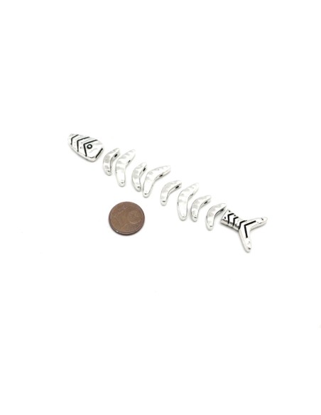 perles pour créer un poisson en métal argenté 7cm x 2cm