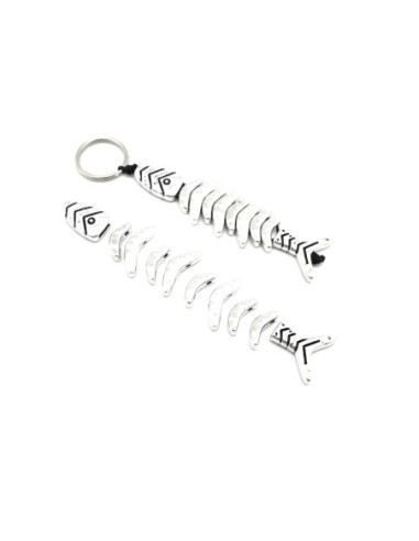 perles pour créer un poisson en métal argenté 7cm x 2cm