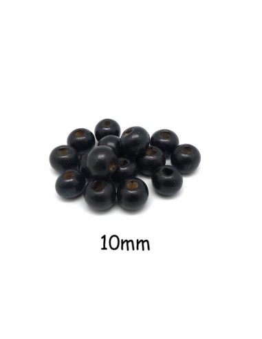 perles en bois ronde 10mm noire