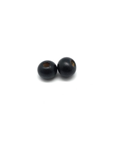 perles en bois peinte ronde 11mm noir