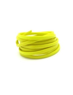 Lanière simili cuir 4mm de couleur jaune fluo légèrement arrondi
