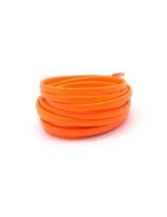 Lanière simili cuir 4mm de couleur orange fluo légèrement arrondi