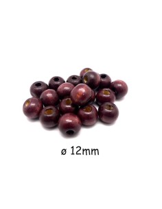 perles en bois peinte ronde 12mm auburn marron framboise