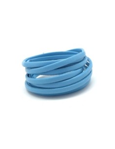 Lanière simili cuir 4mm bleu ciel légèrement arrondi