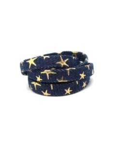 Lanière 10mm en jeans brut motif étoile doré 