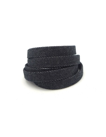 Lanière 10mm en jeans uni noir coton tissé tendance denin