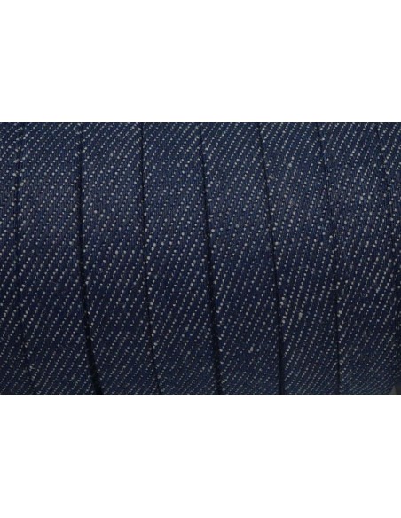 Lanière 10mm en jeans brut foncé uni coton tissé