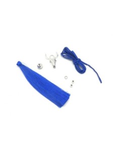 KIT sautoir tête de buffle bleu roi bleu électrique et métal argenté - collier tête de taureau 2