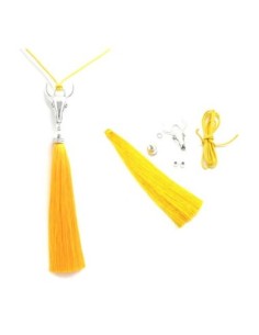 KIT sautoir tête de buffle collier jaune impérial et métal argenté - tête de taureau