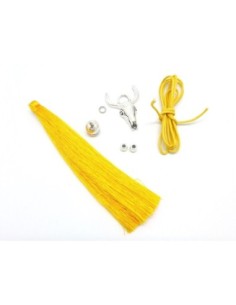 KIT sautoir tête de buffle collier jaune impérial et métal argenté - tête de taureau 2