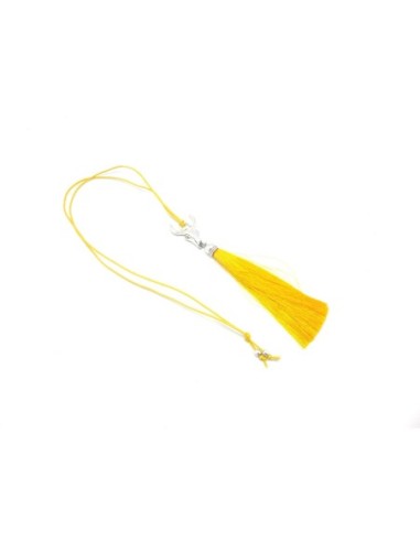 KIT sautoir tête de buffle collier jaune impérial et métal argenté - tête de taureau