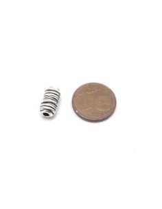 Perles tube en métal argenté travaillé 11mmx 5,7mm 2