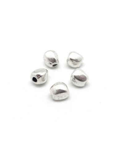 Perles en métal argenté galets irrégulier trou 3,1mm