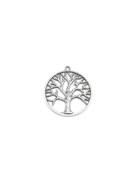 Grand pendentif arbre de vie en métal argenté 38mm x 34mm