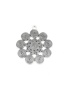 Grand pendentif fleur style ethnique 61mm x 56mm