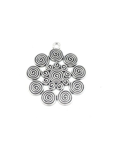 Grand pendentif fleur style ethnique 61mm x 56mm