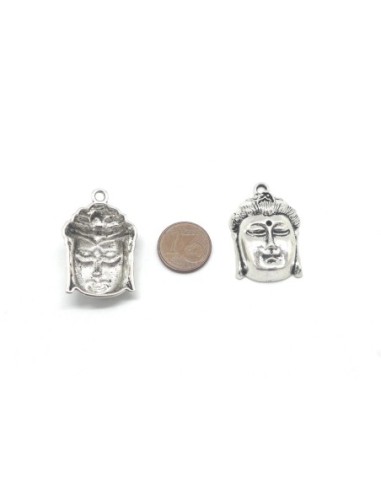 pendentifs Bouddha en métal argenté 33mm x 22mm