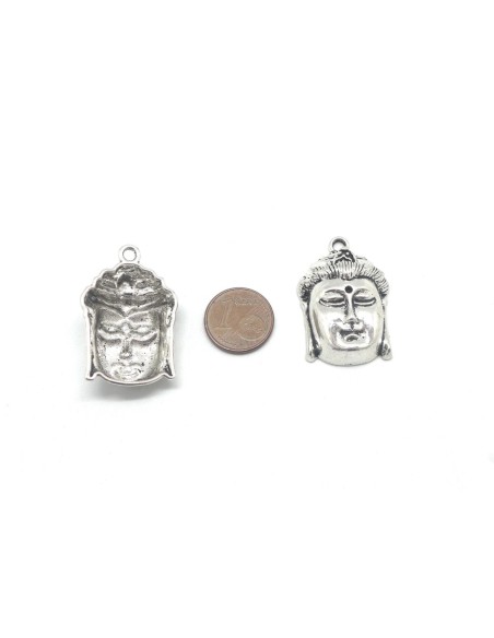 pendentifs Bouddha en métal argenté 33mm x 22mm