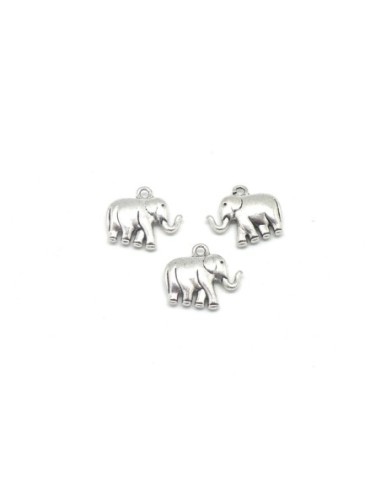 Breloques éléphant en métal argenté 17mm x 21mm