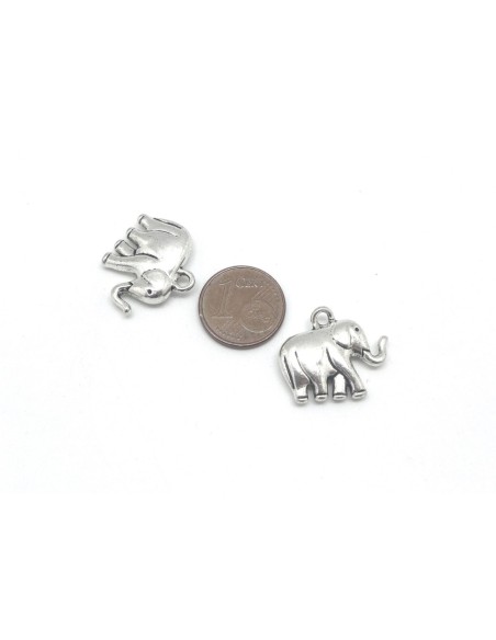 Breloques éléphant en métal argenté 17mm x 21mm