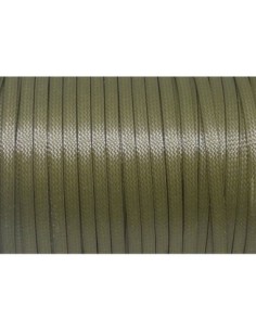 lacet plat en coton ciré vert olive brillant