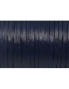 lacet plat en coton ciré bleu marine brillant